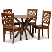 Baxton Studio Miela Modern and Contemporary Walnut Brown Finished Wood 5-Piece Dining Set